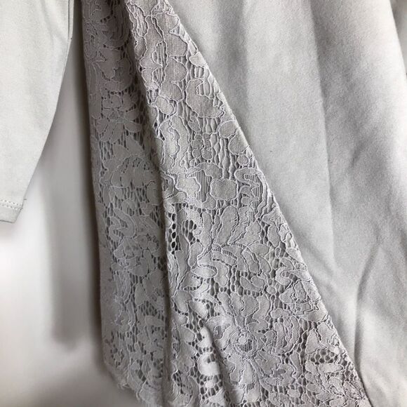 J Jill Sz Small Taupe Beige Lace Back Ponte Top Shirt Tunic Gray Tan - Picture 2 of 6